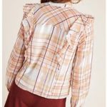 Anthropologie  current air plaid structured ruffle organza peasant top sz S Photo 2