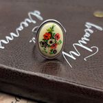 Vintage 70s Floral Bouquet Ring Adjustable Pink Photo 1