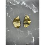 Givenchy Vintage  Half Fan Shaped Clipped-on Earrings Gold Tone 2in Photo 4