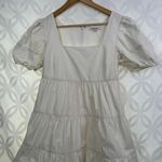 Madewell  Petite‎ Poplin Puff-Sleeve Tiered White Babydoll Mini Dress Size 4 Photo 5