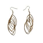 Gold Tone Layered Leaf Dangle Earrings Sparkle Glitter Glamorous Feminine New Photo 2
