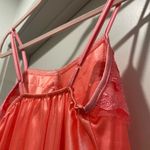 VTG Coquette Coral Pink Lace Spaghetti Strap Cami Slip Dress Nightgown With Bow Photo 14
