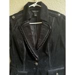 White House | Black Market WHBM Black Corduroy Single Button Blazer Jacket Size 6 Dark Academia Goth Photo 2