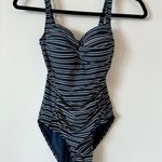 Nip Tuck Navy Sorrento Stripe Joanne Front Twist One Piece Swimsuit Size 4 Photo 1