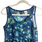 Mossimo Womens Small Blue Floral Pattern Tank Top Tiered Sheer Sleeveless Shirt Photo 1