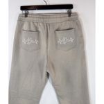 Retrovert Womens Pants Gray Flare Sweatpants Embroidered Pockets Casual Large Black Photo 8