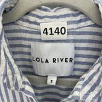 Lola River Women's Button Down Shirt Striped Sz Large Short Cuffed Sleeve Linen Photo 8