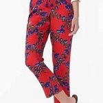 NWT J. Crew Collection SZ 4 Small Drapey Straight Leg Luxury Red Pants Floral Photo 1