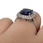 14K 14KT Karat Blue Sapphire White Gold Women’s Ring Sz 6.75 Photo 5