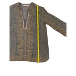 Soft Surroundings Petites Tunic Dress PL Gray Gold Embroidery V-Neck Photo 2