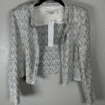 IRO NEW  Silver Metallic Cream Blazer Jacket Cotton Linen Blend Womens 42 Holiday Photo 0