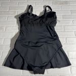 Black Swimdress One Piece Womens XL Flattering Ruched Padded Bust Skirted Sexy Photo 9