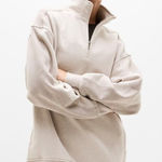 Athleta  S Forever Fleece 1/4 Zip Sweatshirt Wildwood Heather Two Tone Small Photo 0