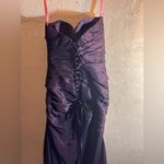 Maggie Sottero Flirt Strapless Purple Embellished Ruched Gown rhinestones& amber Size 10 Photo 8