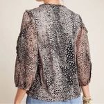 Maeve Anthropologie Animal Leopard Print Blouse Womens Medium Ruffle Feminine Photo 7