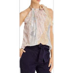 Rebecca Taylor Daffodil Silk Metallic Tank Top Blouse Patchwork Boho M Photo 5