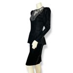 Vintage Scott McClintock Velvet Dress Lace Sequins Peplum 80s 90s‎ Drama Formal Black Photo 2