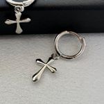 Cross Dangle Drop Earrings for Men Women,Streetwear Punk Hip Hop Unisex Style Silver Photo 2