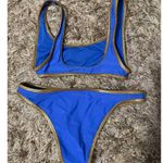 Aerie  Blue and Gold Scoop Neck Bikini Set 2 Piece Swimsuit Photo 1