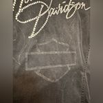 Harley Davidson Womens black Sleeveless Full Zip Denim Embroidered Vest Size L Photo 3