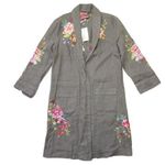 Johnny Was NWT Amara Heavy Linen Coat in Shale Floral Embroidered Open Jacket S Photo 0
