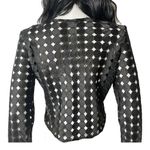 Alexis See Through Crop Top Women Size L Black Long Sleeve Laser Cut Out Photo 3