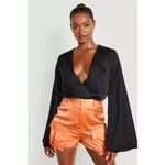 Boohoo Orange Tall High Waist Satin Cargo Shorts Size 4 NEW Photo 5