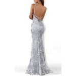 NWT ~ Gray Silver Sequins Mesh Halter V Photo 1