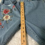 Floral Embroidered Straight Leg Jeans Blue Size 8 Photo 13