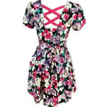 Vintage 80s Floral Dress Open Back Knee Length Skirt Size Small Multiple Photo 3