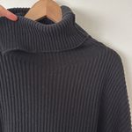 Free People  M Black Chunky Knit Turtleneck Sweater Photo 4