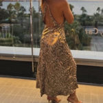 ZARA  NWT VIRAL TIK TOK metallic GOLD FOIL ANIMAL PRINT Midi halter midi DRESS S Photo 4