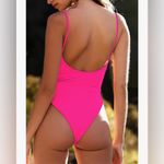 None NEW Hot Pink 1Pc Bathing Suit Swimsuit High Cut Cheeky S Photo 6