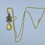 Handmade Gold-Tone Black Beaded Yellow Rhinestone Pendant Photo 3