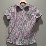 Faconnable Short Sleeve Striped Button Up Shirt White Pink Blue Cotton Medium Photo 0