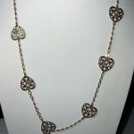 Sterling Silver with Gold Overlay Etched Heart Station Necklace Photo 5