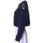 Jonathan Simkhai Lace Applique Pullover Sweatshirt Navy Blue Black Cropped Small Photo 2