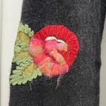 One Girl Who Black Floral Embroidered Full Front Zip Sweater Photo 6