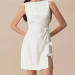 RIHOAS The White Boat Neck Bowknot Satin Mini Dress S Photo 0