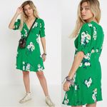 Free People Neon Garden Mini Dress Green Floral 4 Preppy Dainty Fit & Flare Photo 1