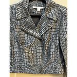 Diane Von Furstenberg  DVF Angie Nightfall Silver Metallic Moto Jacket Sz 2 snake Photo 2