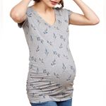 Motherhood Maternity Women's Maternity Tossed Floral Ruched Side T-shirt Photo 0