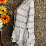 Doe & Rae ✅3/$30✅ NWT  Grey/White Striped Ruffle BabyDoll Top | SMALL | Photo 3
