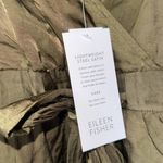 Eileen Fisher  dress Steel Satin Faux Wrap Surplice Olivine NEW sz 10 Photo 9