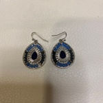 Vintage Blue & Black Teardrop Women's Dangle Earrings Photo 1