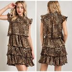 MELLODAY NWT Size Small Leopard Print Layered with Crushed Pleating Photo 1