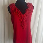 Cable & Gauge Red  V-Neck Sleeveless Blouse Photo 0