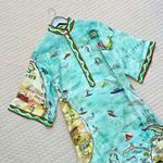 $ 695 NWT Alemais SWELL SHIRTDRESS Art Island Print Slit Midi Size 0 Blue Photo 3