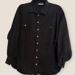 Topshop Women's Size 12 Denim Balloon Sleeve Oversized Jacket Black Wash Photo 0