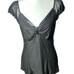 Bisou Bisou  Intimates Black v - Neck Top with Sheer Details Sz Large Photo 0